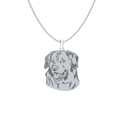 Silver Nova Scotia Duck Tolling Retriever engraved necklace with a heart - MEJK Jewellery