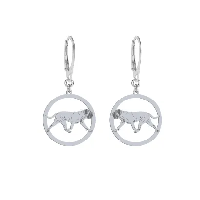 Silver English Mastiff engraved earrings - MEJK Jewellery