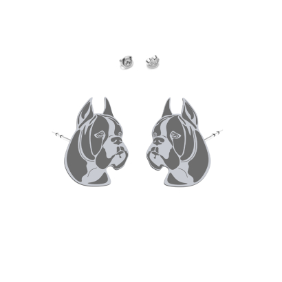 Kolczyki z psem German Boxer srebro - MEJK Jewellery