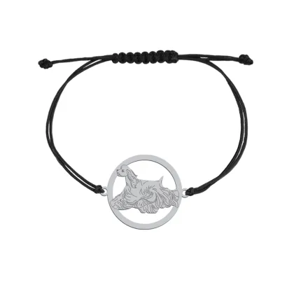 Bransoletka z psem Cocker Spaniel Amerykański srebro sznurek GRAWER GRATIS - MEJK Jewellery