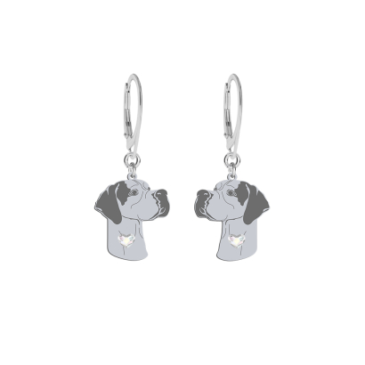Silver Pointer earrings with a heart, FREE ENGRAVING - MEJK Jewellery