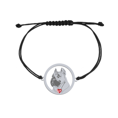 Silver Perro de Presa Canario string bracelet, FREE ENGRAVING - MEJK Jewellery