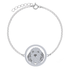 Silver Petit Basset Griffon Vendéen engraved bracelet with a heart - MEJK Jewellery