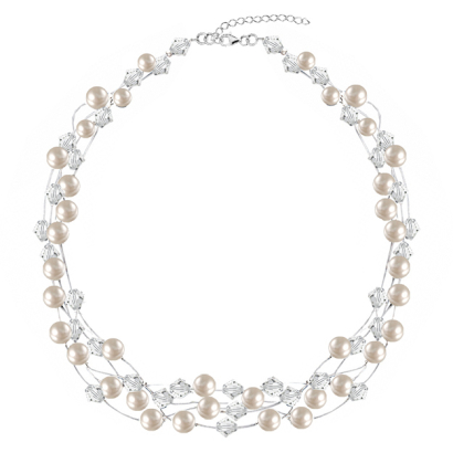Naszyjnik Biżuteria Ślubna perły kryształy srebro
