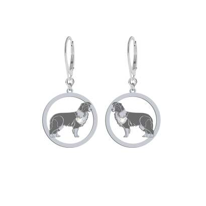 Silver Border Collie earrings with a heart, FREE ENGRAVING - MEJK Jewellery