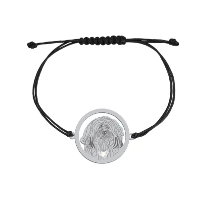 Bransoletka z psem Hawańczyk srebro sznurek GRAWER GRATIS - MEJK Jewellery