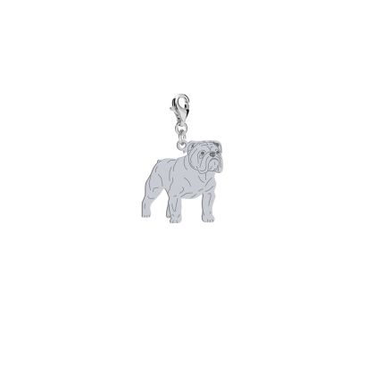 Silver English Bulldog charms, FREE ENGRAVING - MEJK Jewellery