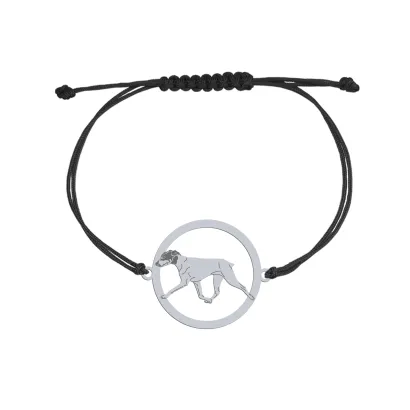 Silver Japanese Terrier engraved string bracelet - MEJK Jewellery