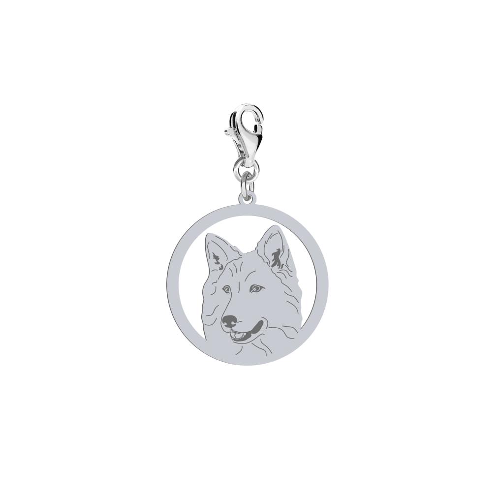 Charms z psem grawerem White Swiss Shepherd Dog srebro - MEJK Jewellery