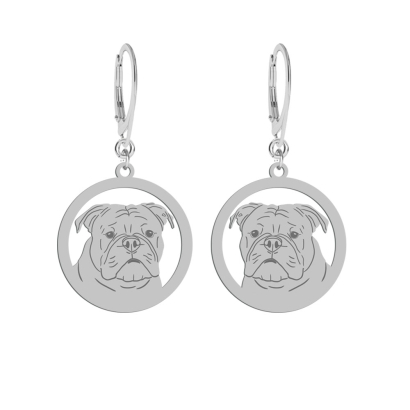 Kolczyki z psem Continental Bulldog srebro GRAWER GRATIS  - MEJK Jewellery
