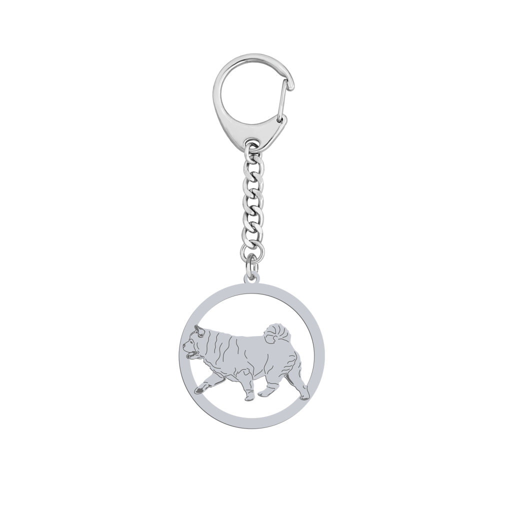 Silver Chow chow Soft engraved keyring - MEJK Jewellery