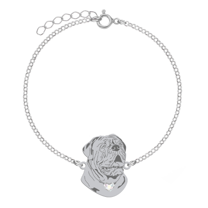 Silver Dog de Bordeaux engraved bracelet with a heart - MEJK Jewellery