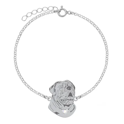 Silver Dog de Bordeaux engraved bracelet with a heart - MEJK Jewellery