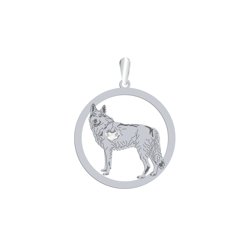 Silver Czechoslovakian Wolfdog  engraved pendant with a heart - MEJK Jewellery