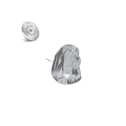 Wpinka z psem sercem Bearded Collie srebro - MEJK Jewellery