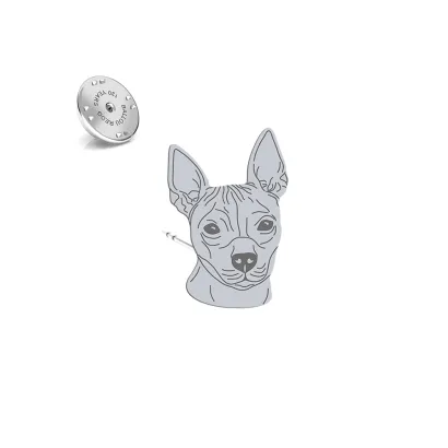 Silver American Hairless Terrier engraved pin - MEJK Jewellery
