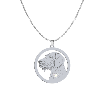 Silver Vizsla Dog  necklace witha heart, FREE ENGRAVING - MEJK Jewellery