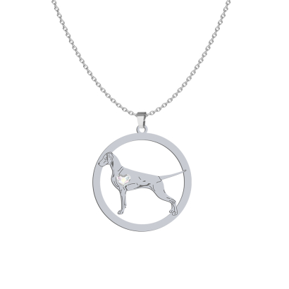 Silver Weimaraner engraved necklace with a heart - MEJK Jewellery