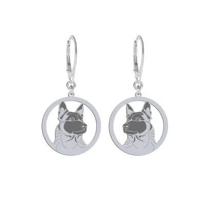 Silver Malinois earrings, FREE ENGRAVING - MEJK Jewellery