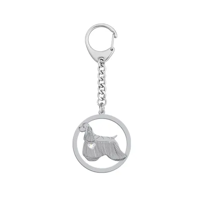 Silver American Cocker Spaniel keyring with a heart, FREE ENGRAVING - MEJK Jewellery