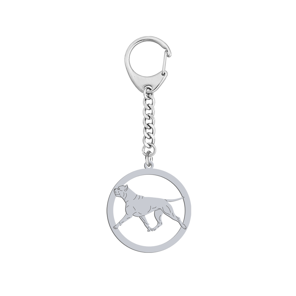 Brelok z psem grawerem American Staffordshire Terrier - Amstaff srebro - MEJK Jewellery