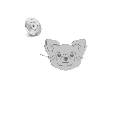 Silver Long-haired Chihuahua pin - MEJK Jewellery