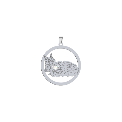 Silver Maine Coon Cat pendant, FREE ENGRAVING - MEJK Jewellery