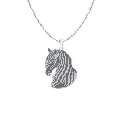 Silver Friesian Horse necklace, FREE ENGRAVING - MEJK Jewellery
