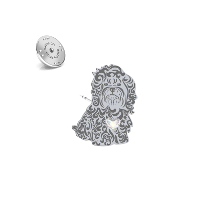 Silver Russian Tsvenaya Bolonka jewellery pin with a heart - MEJK Jewelery