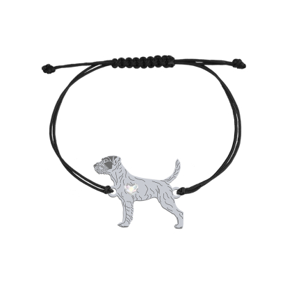 Bransoletka z sercem psem Parson Russell Terrier srebro sznurek GRAWER GRATIS - MEJK Jewellery