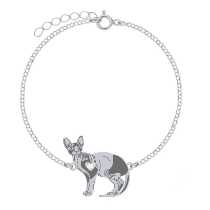 Silver Sphynx Cat bracelet, FREE ENGRAVING - MEJK Jewellery