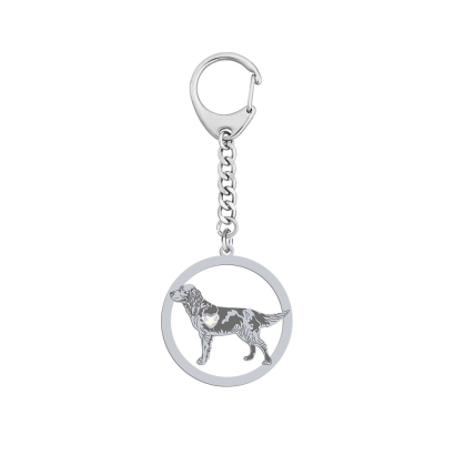 Silver Polish Hunting Spaniel keyring with a heart, FREE ENGRAVING - MEJK Jewellery