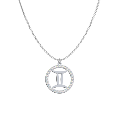  Gemini Zodiac Sign necklace - rhodium-plated or gold-plated silver