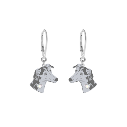 Silver Polish Greyhound earrings, FREE ENGRAVING - MEJK Jewellery
