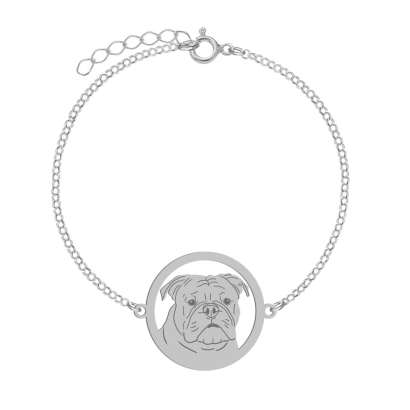 Bransoletka z psem grawerem Bulldog Kontynentalny srebro - MEJK Jewellery