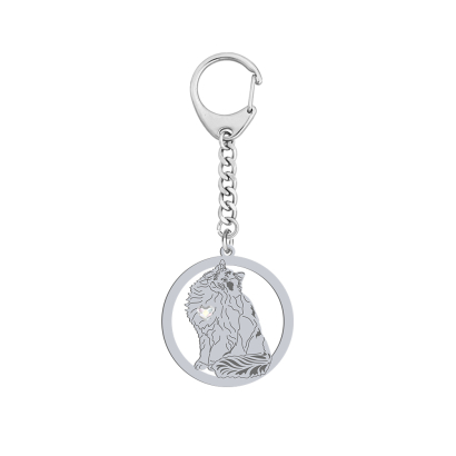 Silver Ragdoll Cat keyring with a heart, FREE ENGRAVING - MEJK Jewellery