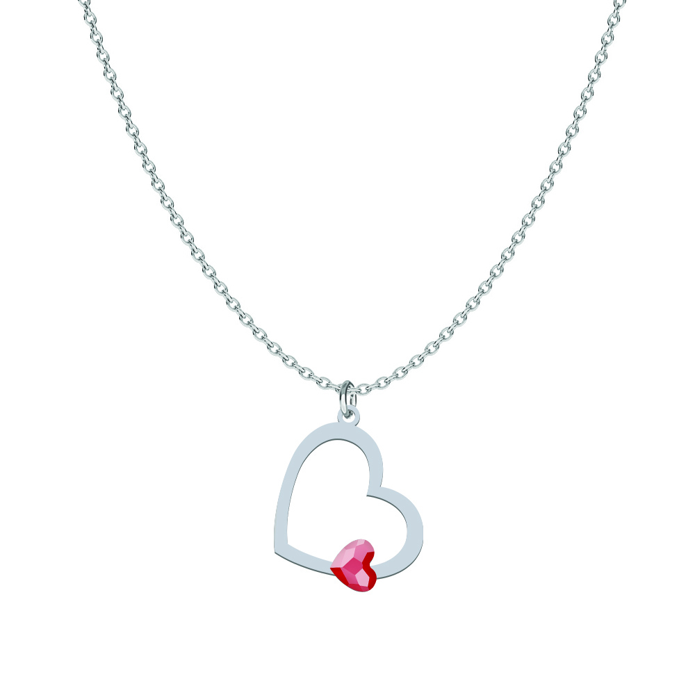  crystal HEART necklace - rhodium-plated or gold-plated silver