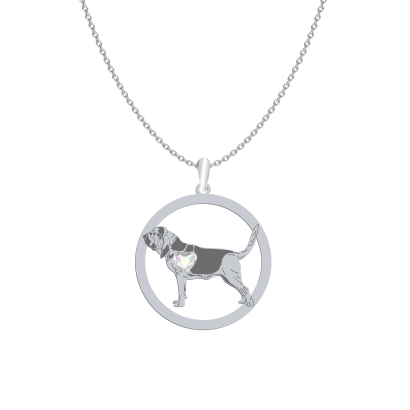 Silver Bloodhound necklace with a heart, FREE ENGRAVING - MEJK Jewellery