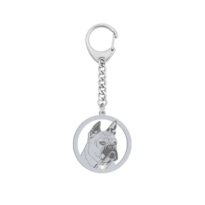 Silver Chongqing Dog keyring with a heart, FREE ENGRAVING - MEJK Jewellery