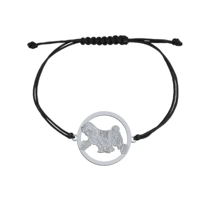 Silver Tibetan Terrier engraved string bracelet - MEJK Jewellery