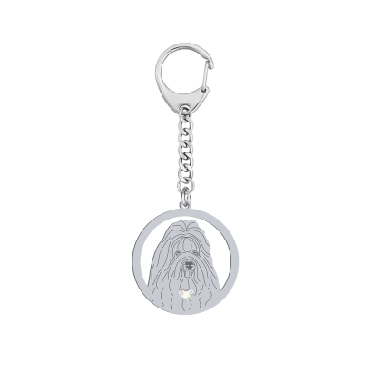 Silver Coton de Tulear keyrig with a heart, FREE ENGRAVING - MEJK Jewellery