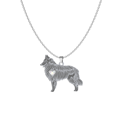 Silver Belgian Shepherd necklace with a heart, FREE ENGRAVING - MEJK Jewellery