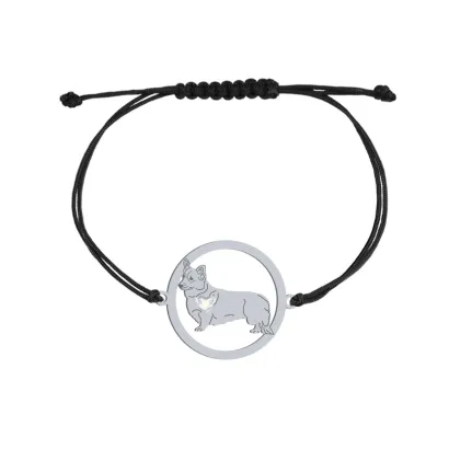 Bransoletka z psem Welsh Corgi Pembroke sznurek GRAWER GRATIS - MEJK Jewellery