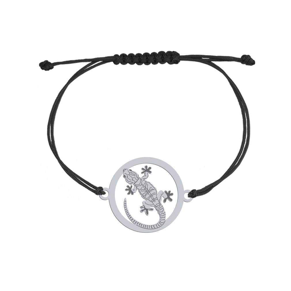 Bransoletka z Gekonem na sznurku srebro925 GRAWER GRATIS - MEJK Jewellery