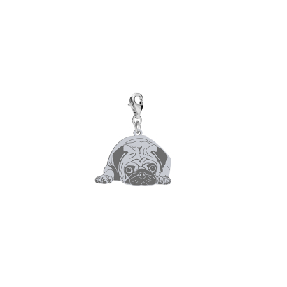 Silver Pug charms, FREE ENGRAVING - MEJK Jewellery