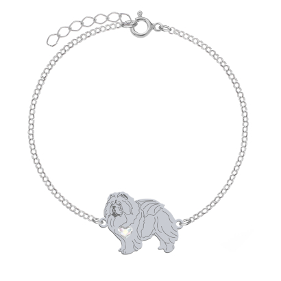 Silver Chow chow bracelet with a heart, FREE ENGRAVING - MEJK Jewellery
