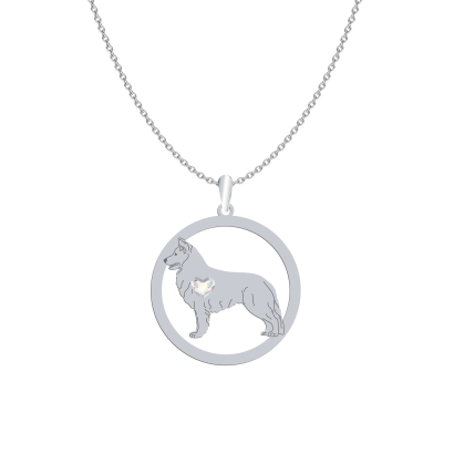 Naszyjnik z psem grawerem White Swiss Shepherd Dog srebro - MEJK Jewellery
