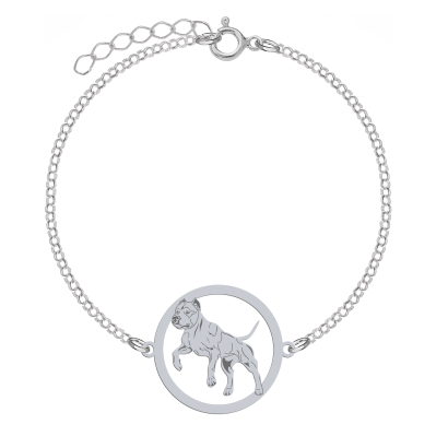 Silver American Pitbull Terrier engraved bracelet - MEJK Jewellery