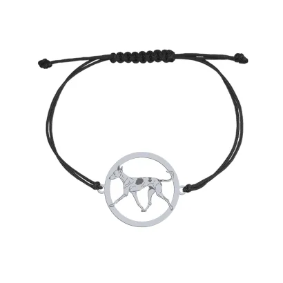 Silver  Ibizan Hound engraved string bracelet - MEJK Jewellery