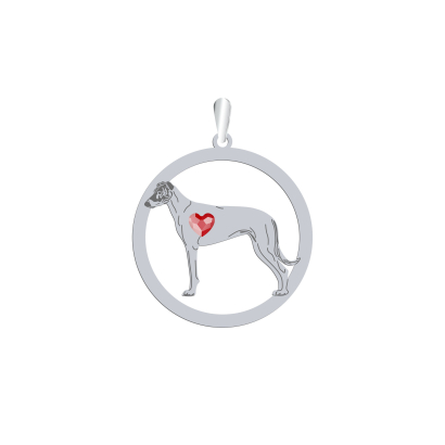 Silver Hungarian Greyhound engraved pendant with a heart - MEJK Jewellery